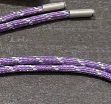 Шнурок лавандово-белый 160см №17 5мм с металл наконечниками матовый никель, шт. Шнур