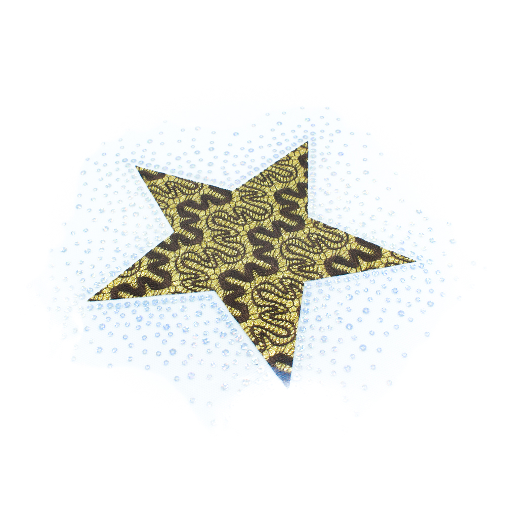 Аппликация клеевая пайетки Звезда 26*26см, золото кружево, хамелеон пайетки, шт. Аппликации клеевые Пайетки