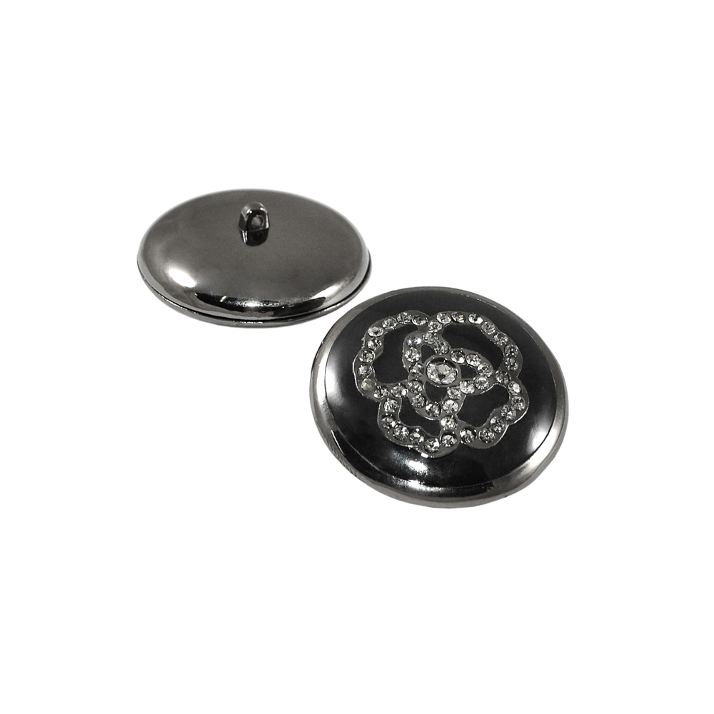 Пуговица шубная 32791171 Роза 39мм black nikel, черная эмаль, black diamond камни, шт. Пуговица Шубная