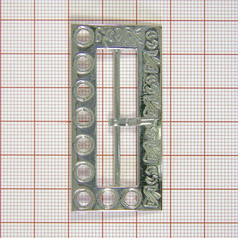 Пряжка металл 6488 орнамент, отверстия NIKEL 4см. Пряжка