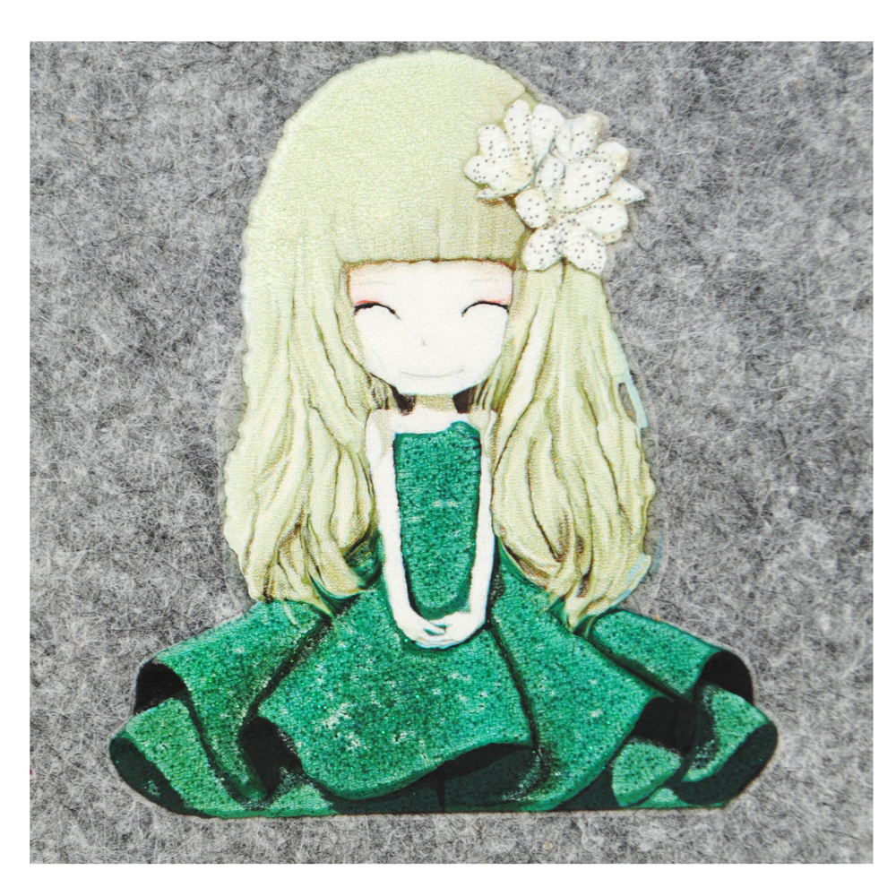 Термоаппликация Девочка лилия маленькая 5,3*6см., зеленая, шт. Термоаппликации Накатанный рисунок