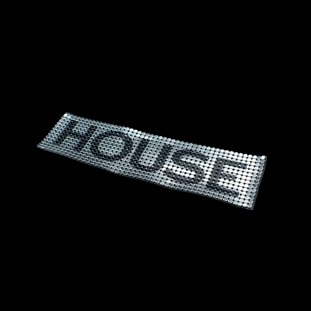 Аппликация клеевая металл HOUSE 15*4см серебро, черный. Аппликации клеевые Металл