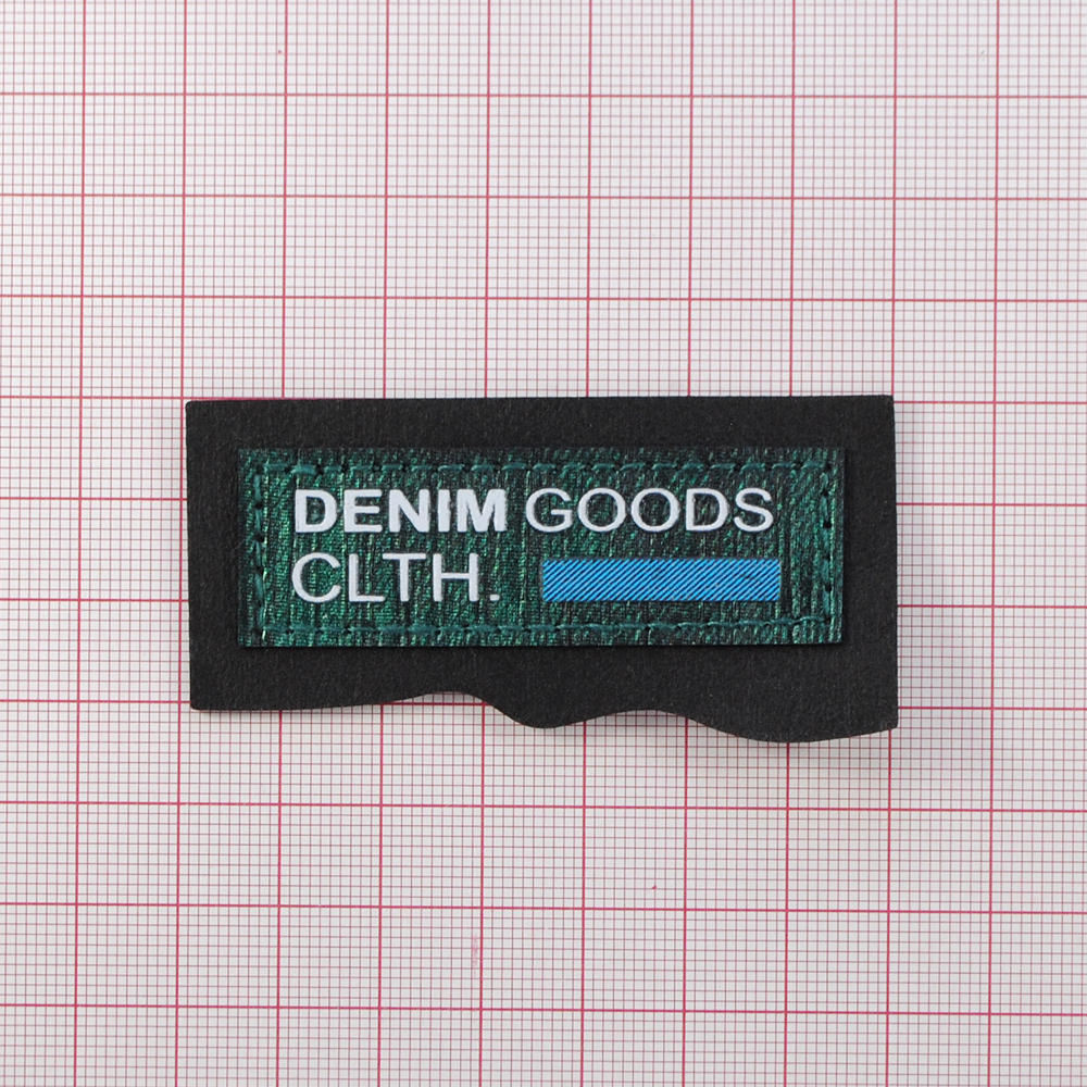 Лейба к/з Denim goods, 7*3,5см, чёрный, белый, зеленый, шт. Лейба Ткань