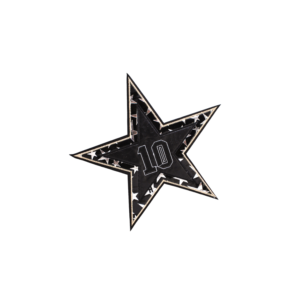 Аппликация тканевая пришивная Звезда 10 - 25*25см, черный, серебро, шт. Аппликации Пришивные Ткань, Органза