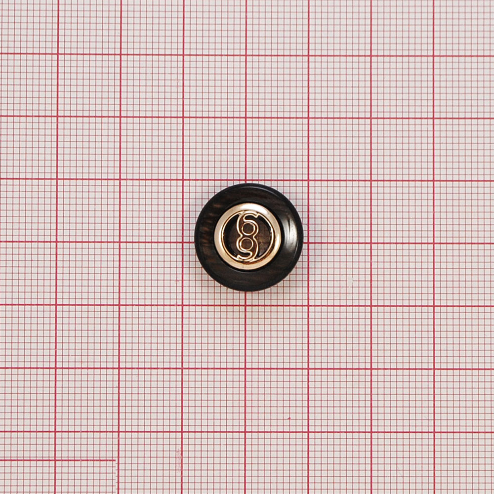 Пуговица пластиковая круглая 18мм 2-ударная, коричневый, золото, шт. Пуговица Пластик