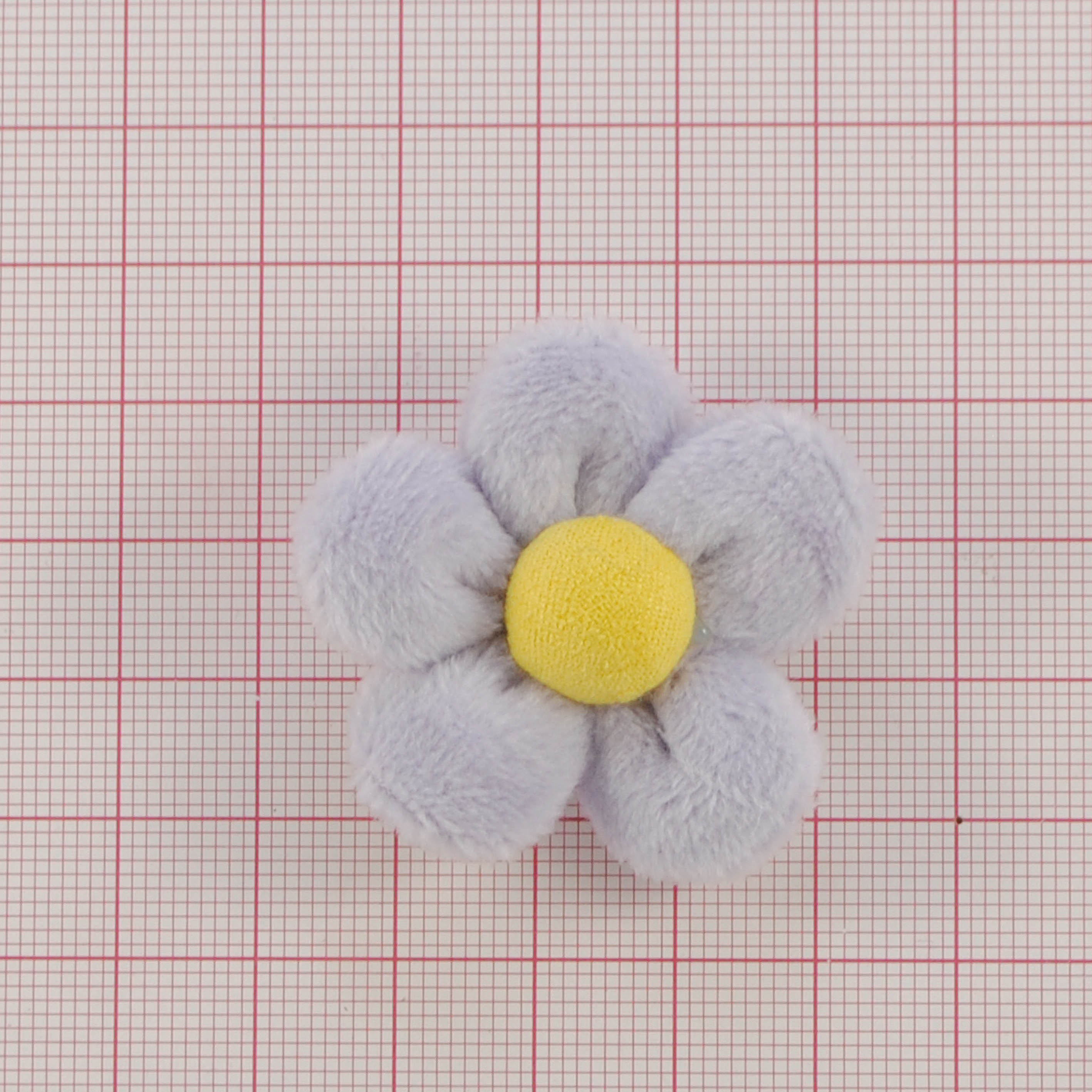 Аппликация тк. приш. дет. плюшевый цветок 4*4см, лиловый, желт., шт. Аппликации Пришивные Кружевные Вязаные