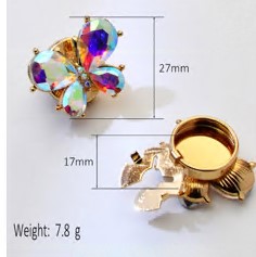 Клипса для пуговицы Бабочка, золото, камни. шт. Украшение для пуговицы