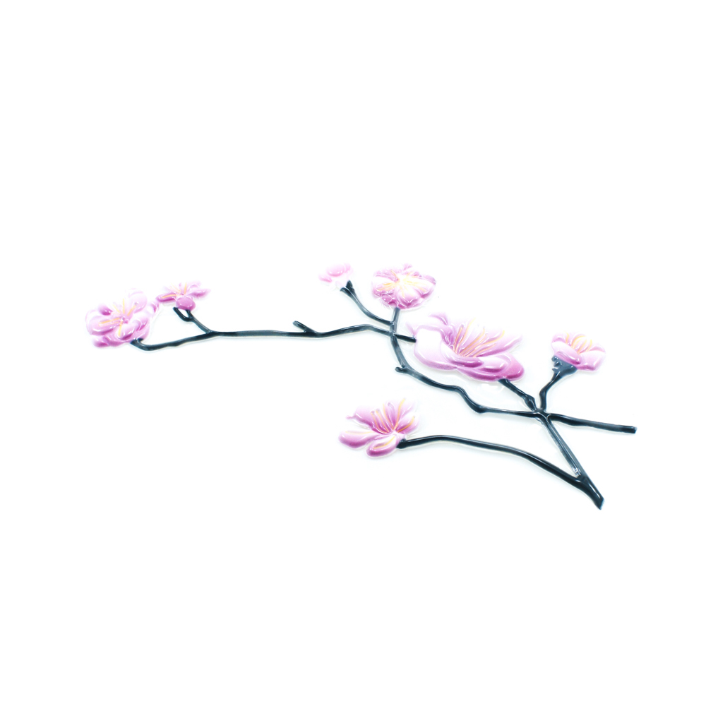Термоаппликация резиновая 6058-1 Яблоня Цветки Розовые 8,4*16,6см черный, розовый, шт. Термоаппликации Накатанный рисунок