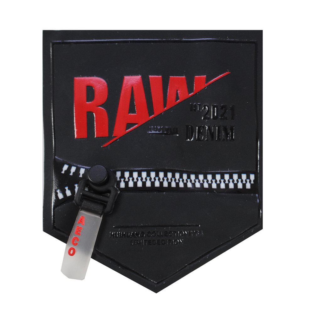 Лейба клеенка с хольнитеном Карман RAW (denim), с имитацией молнии, 8*6,5см, чёрный, красный, шт. Лейба Клеенка