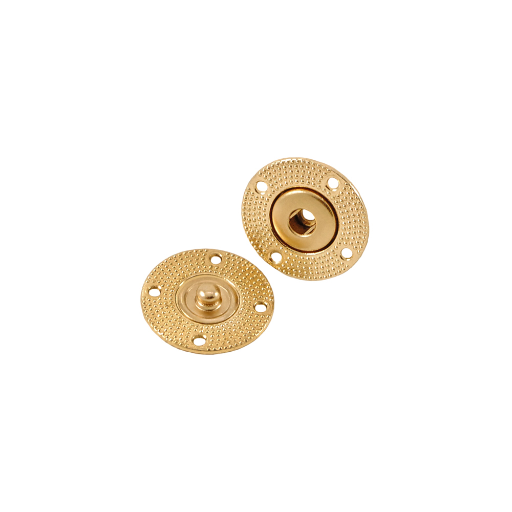 Кнопка металлическая пришивная потайная круглая, узор точка, 20 мм, золото, шт. Кнопка пришивная потайная