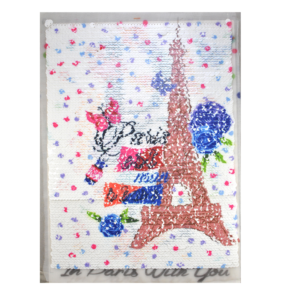 Аппликация пришивная пайетки двусторонняя Paris/башня 21*28см цветная, шт. Аппликации Пришивные Пайетки
