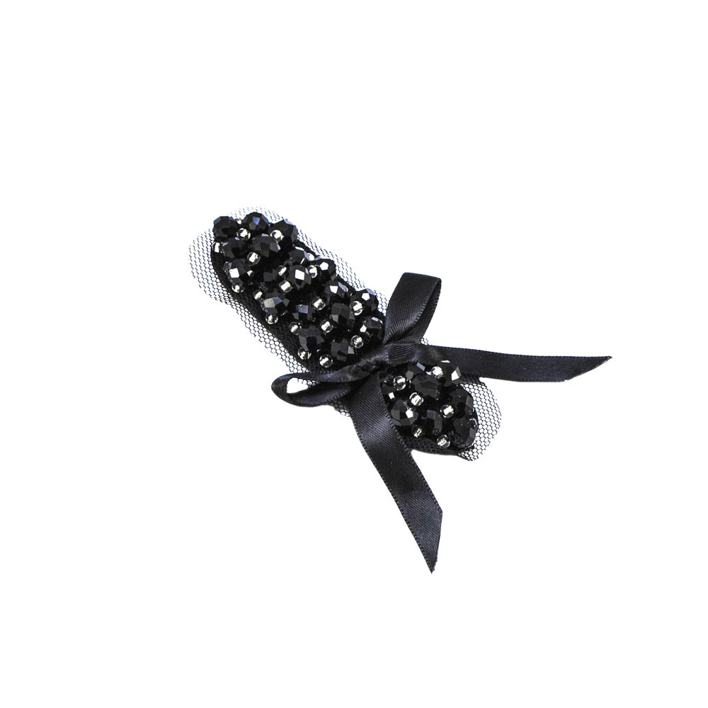 Аппликация декор черный флиз., органза, бусины, лента атлас. Аппликация Декор