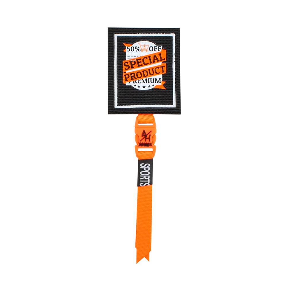 Лейба тканевая с подвеской Special product 5*6см черный, белый, оранжевый, шт. Лейба Ткань