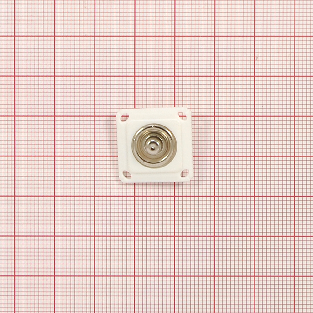 Кнопка пришивная потайная пластик Квадрат, 19мм 2 части белая, nikel, шт. Кнопка пришивная потайная