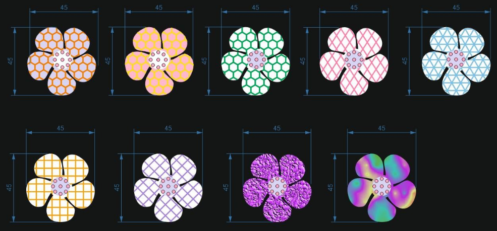 Аппликация композит, клеевая, Цветок, 4,5см, цвета в ассортименте, SS6 голубой хамелеон 62612, сублимация, королевский атлас, лазер, шт. Аппликация композит