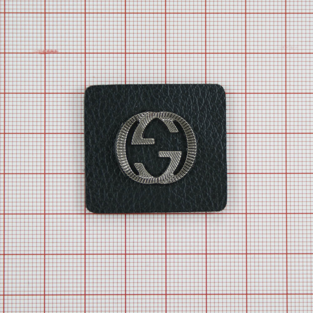 Лейба п/у GG прямоугольная. 35*32мм черная, NIKEL. Лейба Кожзам