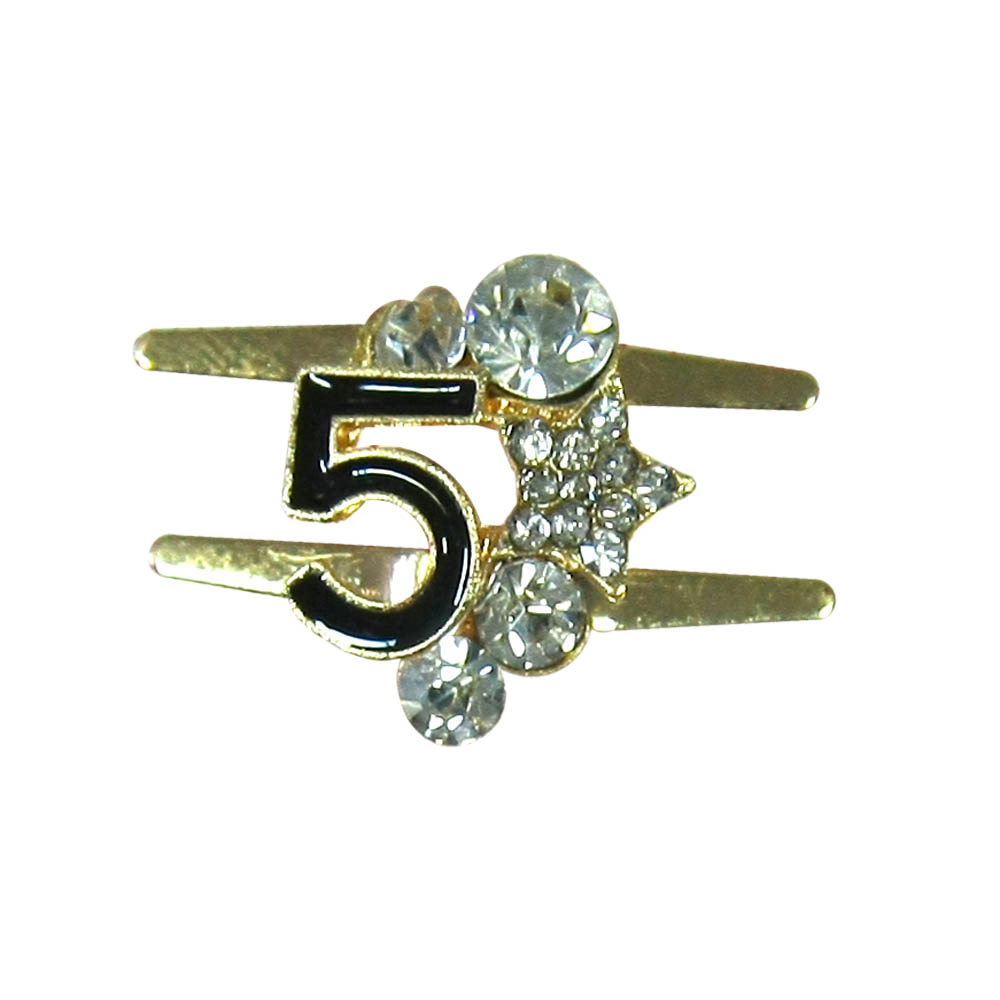 Краб металл Пятерка, звездочка и 4 крупных камня 17*21мм Gold, черная эмаль, белые камни, шт. Крабы Металл Цветы, Жуки