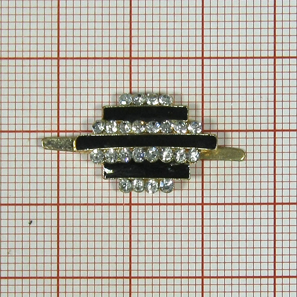 Краб металл Слойка 15*20мм GOLD, черная эмаль, белые камни, шт. Крабы Металл Геометрия Декор