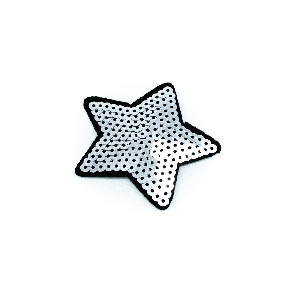 Аппликация клеевая пайетки Звезда 7*6,5см серые пайетки, шт. Аппликации клеевые Пайетки