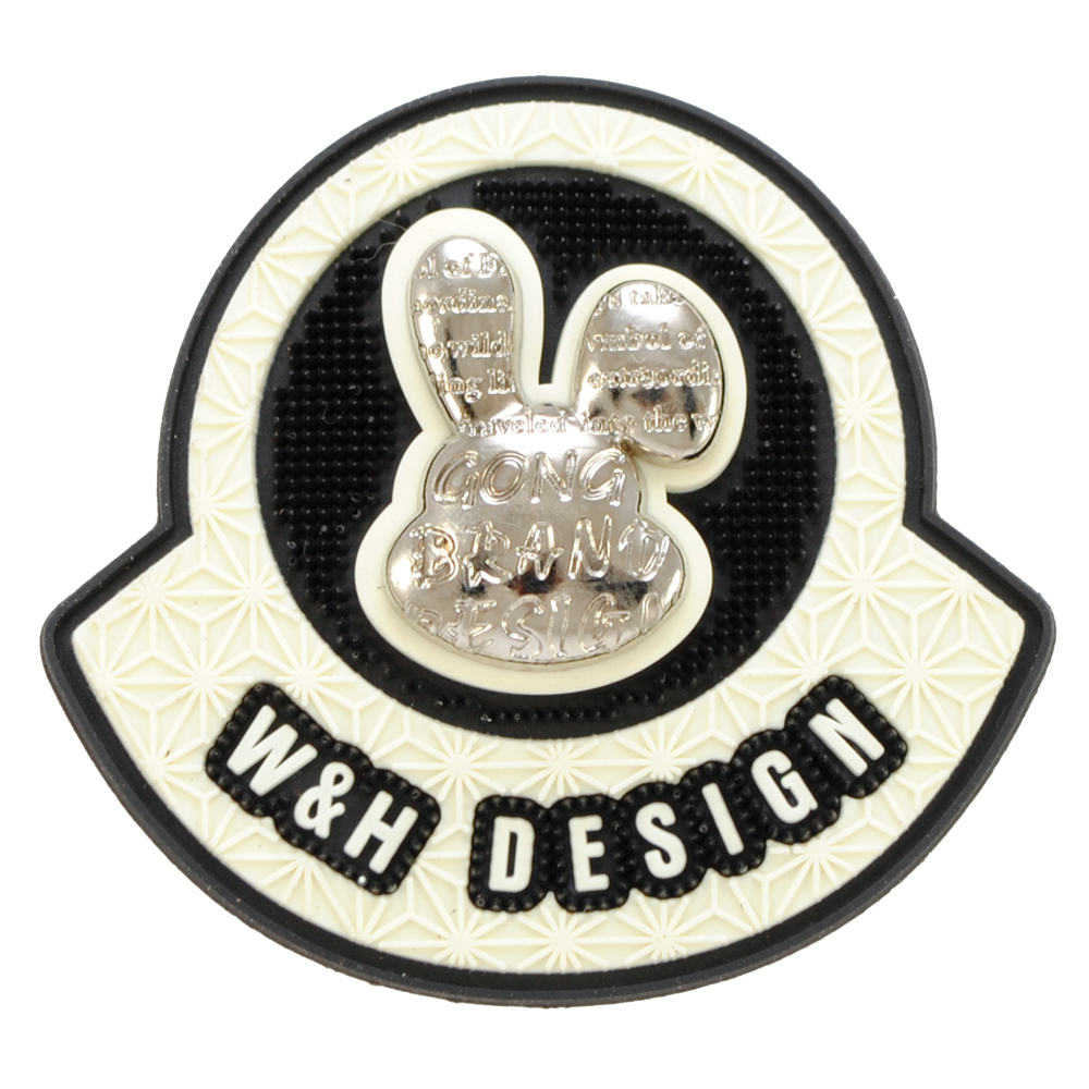 Лейба рез., заяц метал., W&H DESIGN, 6,5*6см, черный, бежевый, шт. Лейба Резина