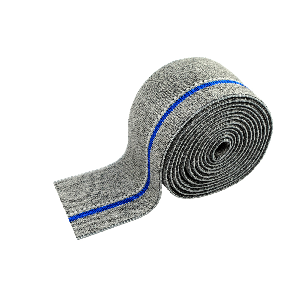 Резинка серая, синяя и белая полоса-строчка, 4см, оранжевый, черный, ярд. Резинка