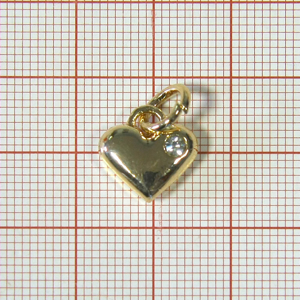 Подвеска металл Сердечко-камень 12мм GOLD, белый камень, шт. Подвески