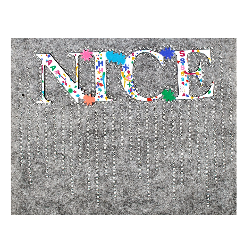 Термоаппликация стразы металл NICE, 14,5*19см, белый, никель, синий, розовый, зеленый, желтый, шт. Аппликации клеевые Рисунки из страз