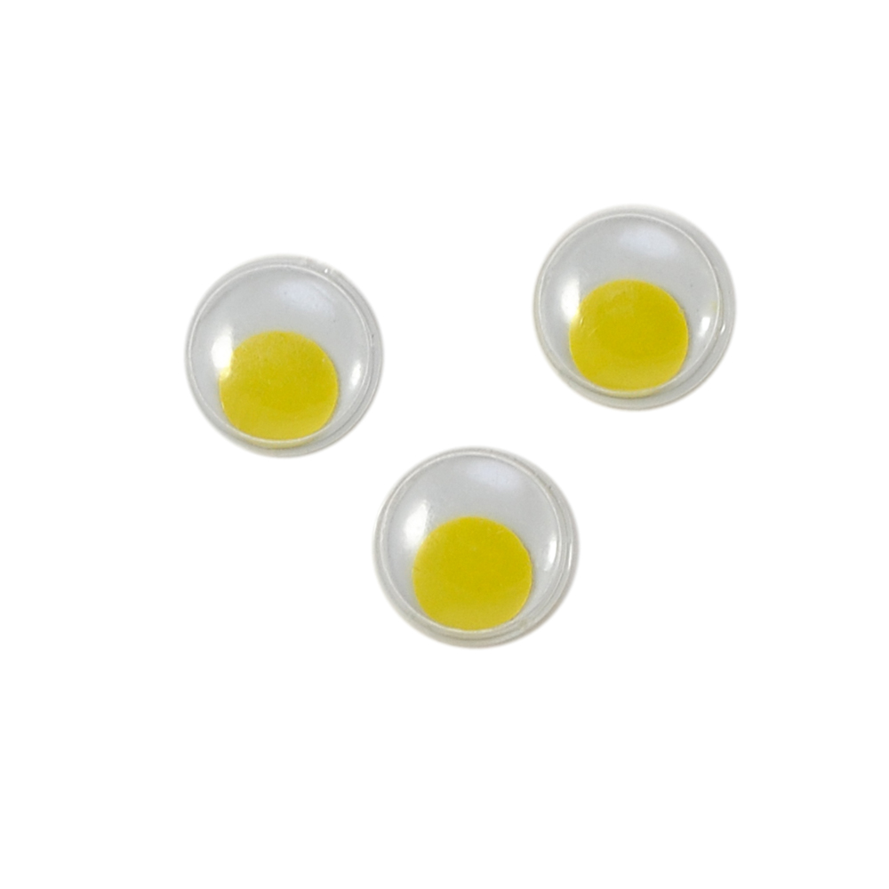 Глаз P-02, 8мм, белый, подвижный желтый зрачок, 1тыс.шт. Глазики P