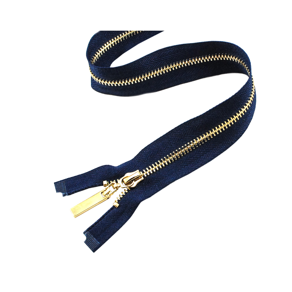 Змейка металлическая  №5 70см О/Е GOLD, синяя ткань, односторонняя, шт. Змейка Металл