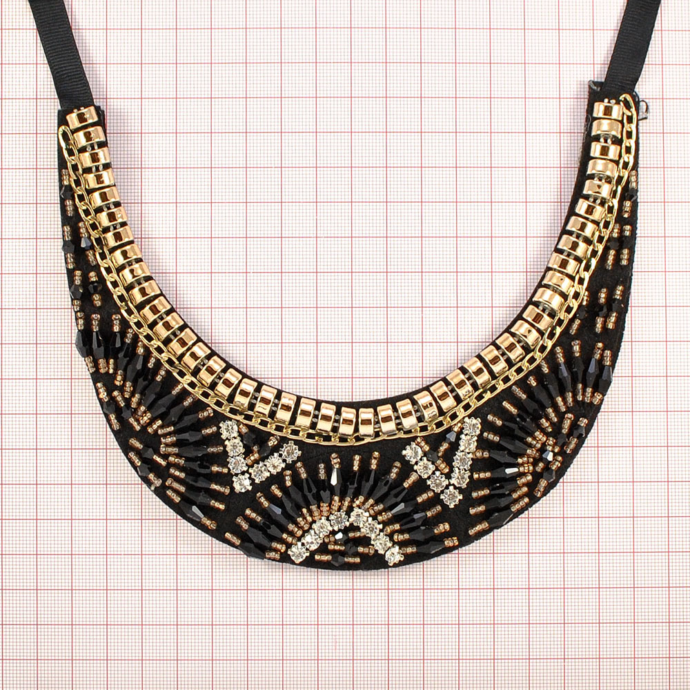 Воротник завязки, черный войлок, gold, черный пластик камни, белые камни, шт. Воротники
