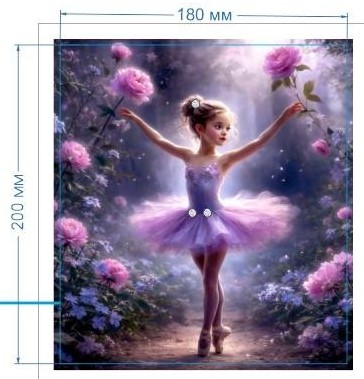 Аппликация композит, Девочка с цветами, 18*20cм, корол. атлас, сублимация, лазер, SS20 32596, шт. Аппликация композит