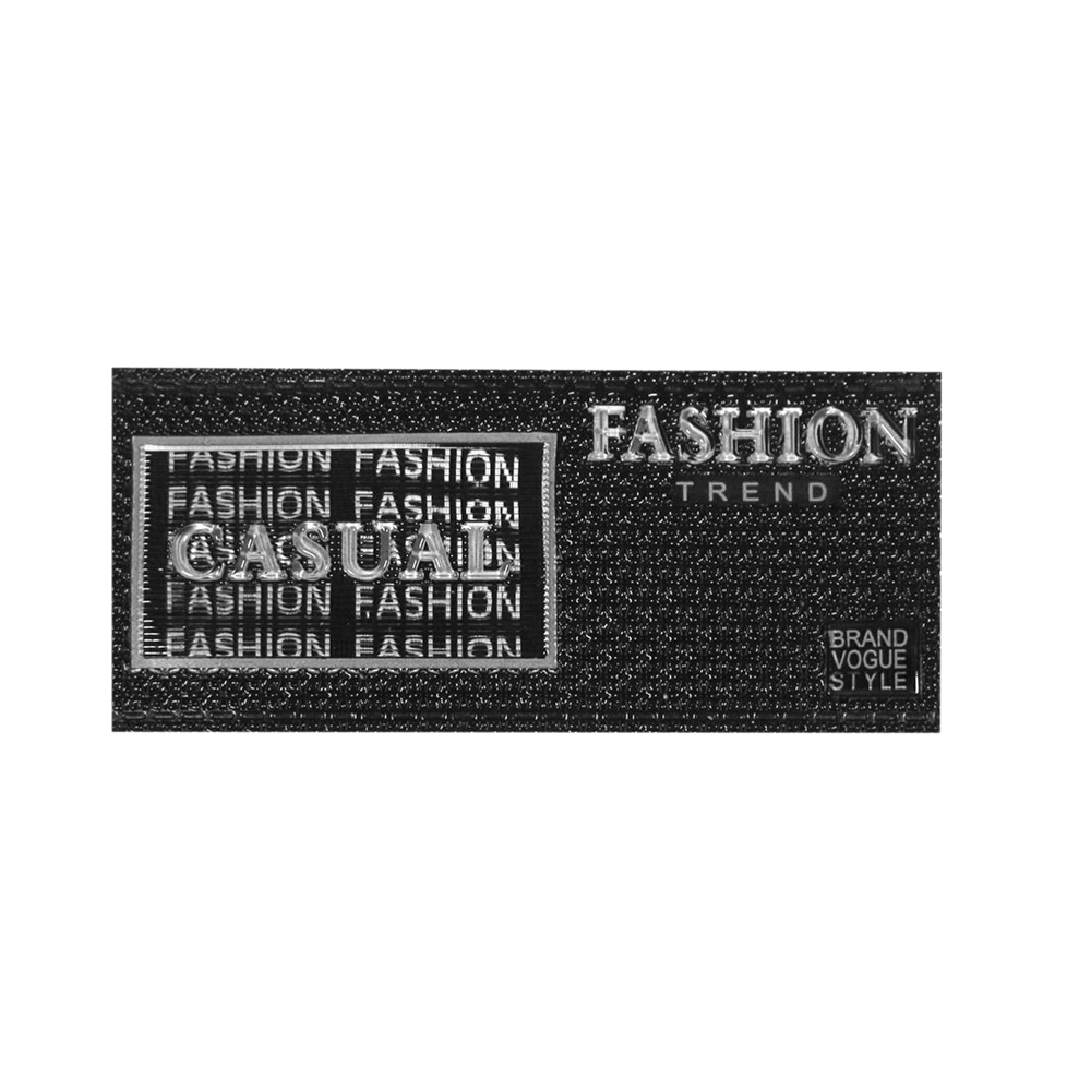 Лейба кожзам 3D FASHION trend CASUAL черно-серая 75*35мм, шт. Лейба Кожзам