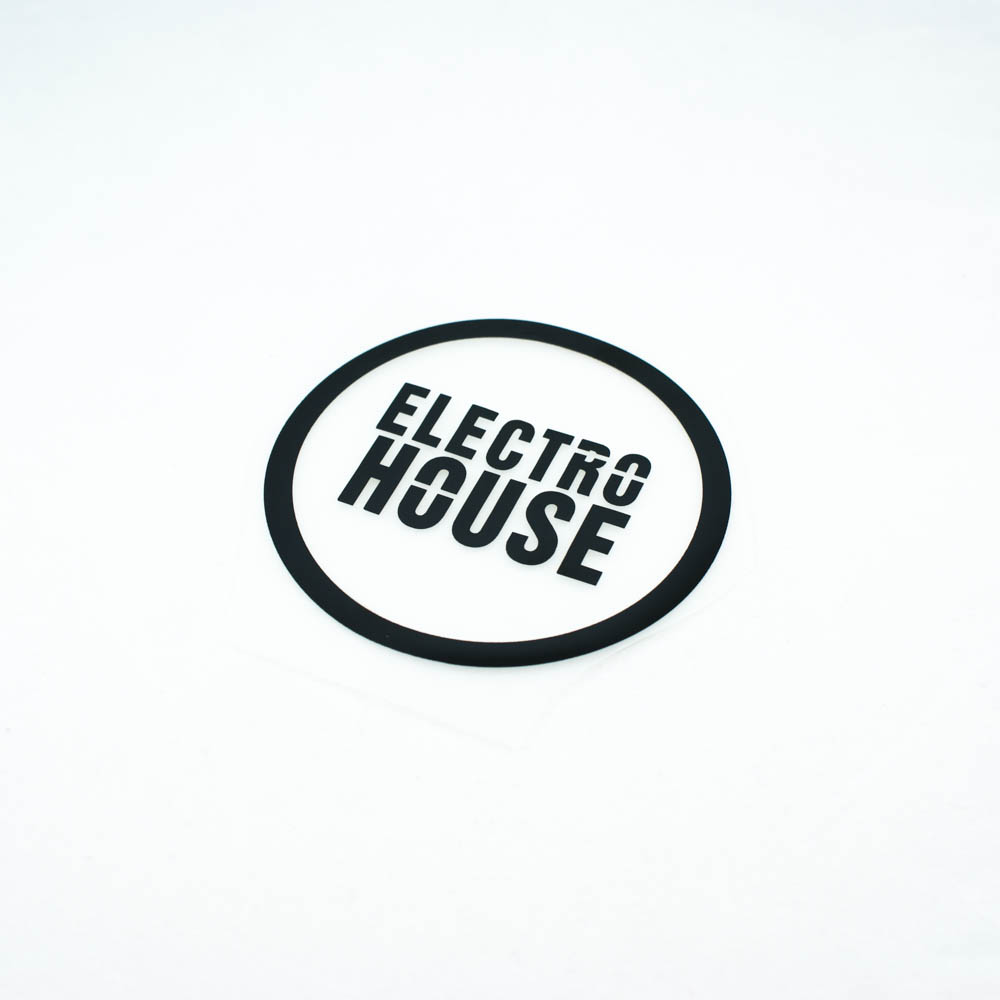Термоаппликация резиновая прозрачная Electro house 75мм круглая, черный рисунок, шт. Термоаппликации Резиновые Клеенка