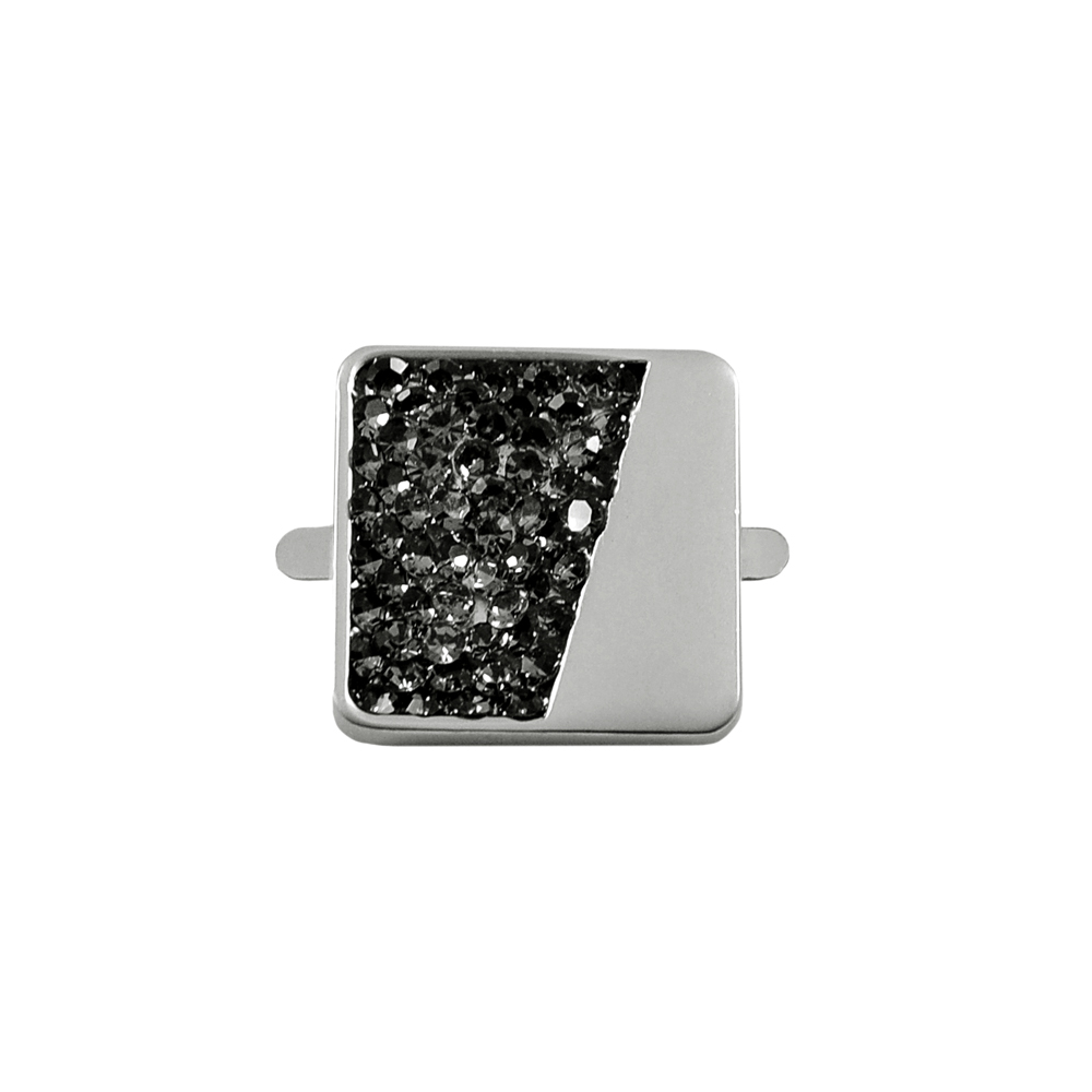 Краб камни и металл Квадрат Правый, 2,3*2,3см, матовый никель, серебро, шт. Крабы Металл Геометрия Декор