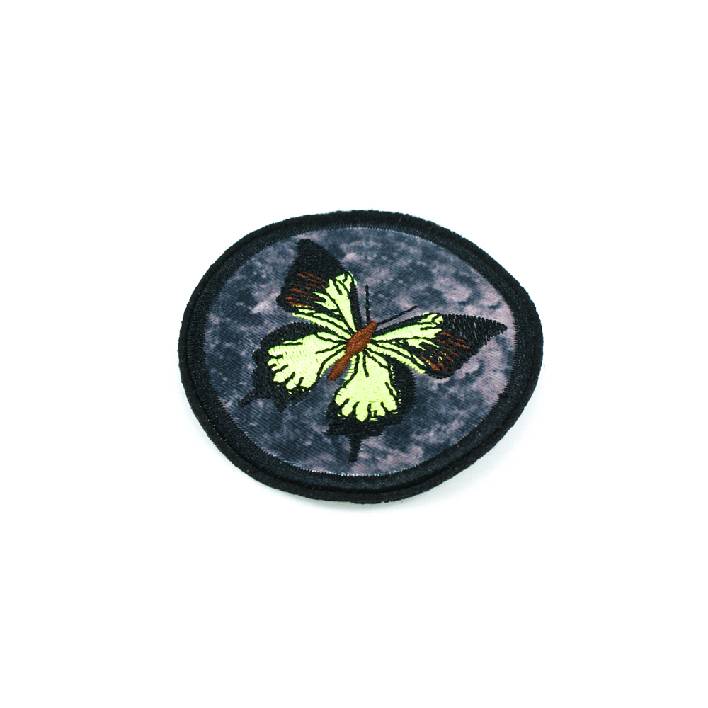 Нашивка тканевая Ядовитая бабочка 6,3*6,3см черный, салатовый, коричневый, шт. Нашивка Вышивка