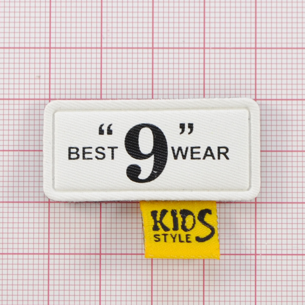 Лейба к/з best 9 wear, 2*4см, бел., черн., желт. фл., шт. Лейба Кожзам