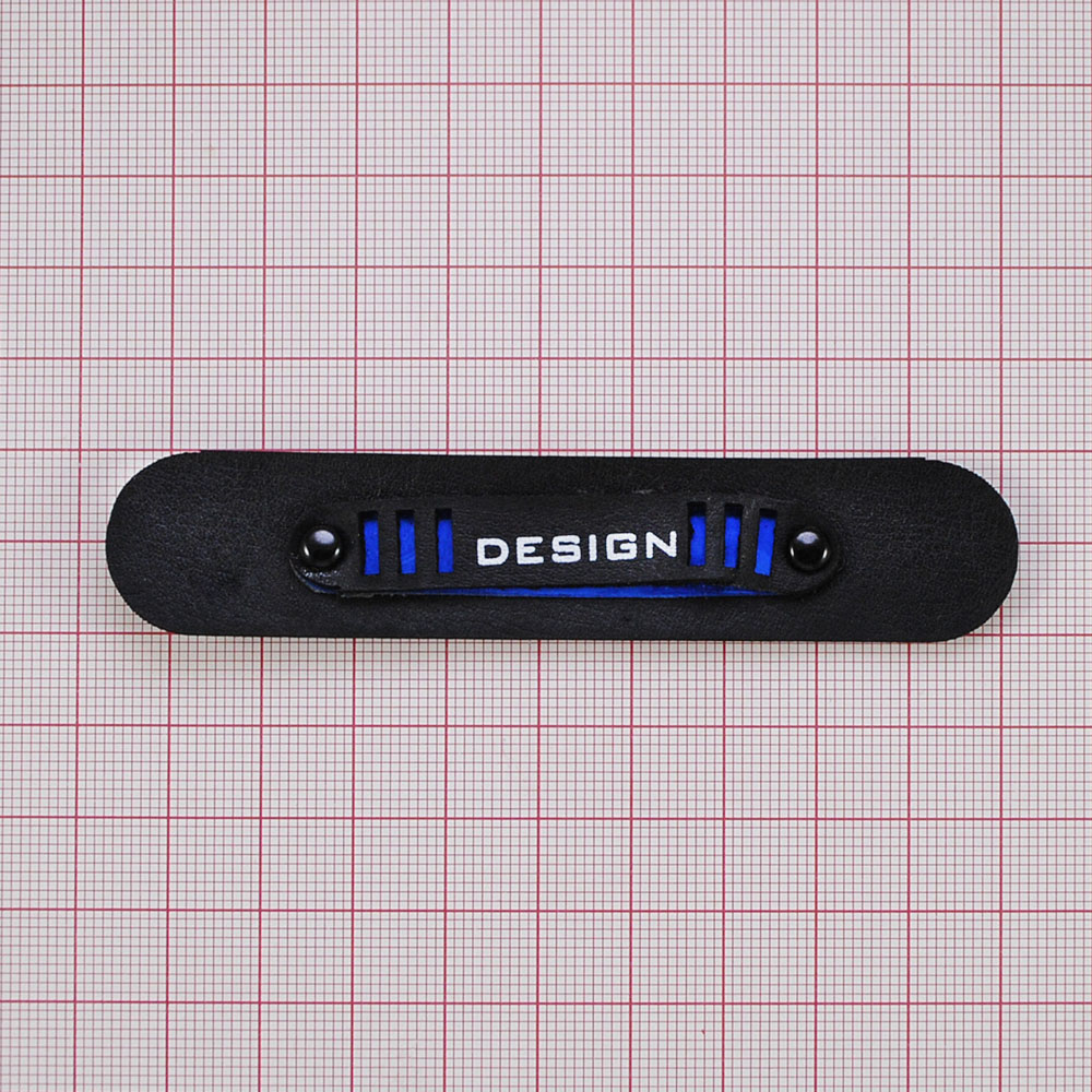 Лейба кожзам A8540 98*20 DESIGN черный, синий, закругленные края. Лейба Кожзам