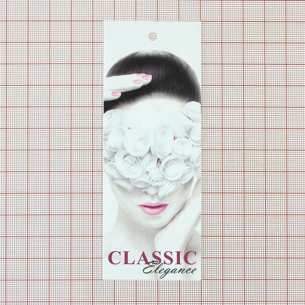 Этикетка бумажная Elegance classic, 45*120мм Лицо с розами, бело-розовая, шт. Этикетка бумага
