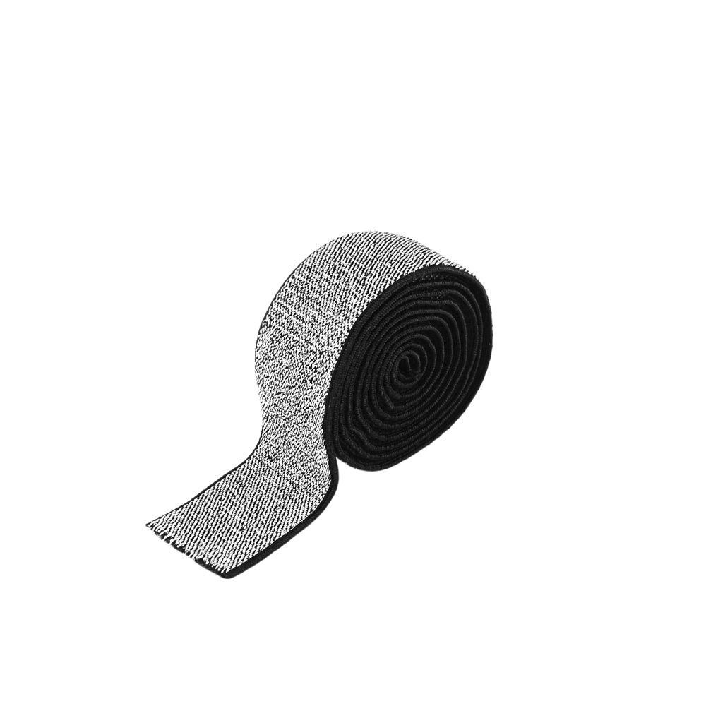 Резинка 2,5см черный, люрекс серебро, 50ярд. Резинка