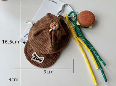 Брелок Бейсболка, 16,5*17см, никель, коричневый, желтый, зеленый, шт. Подвески