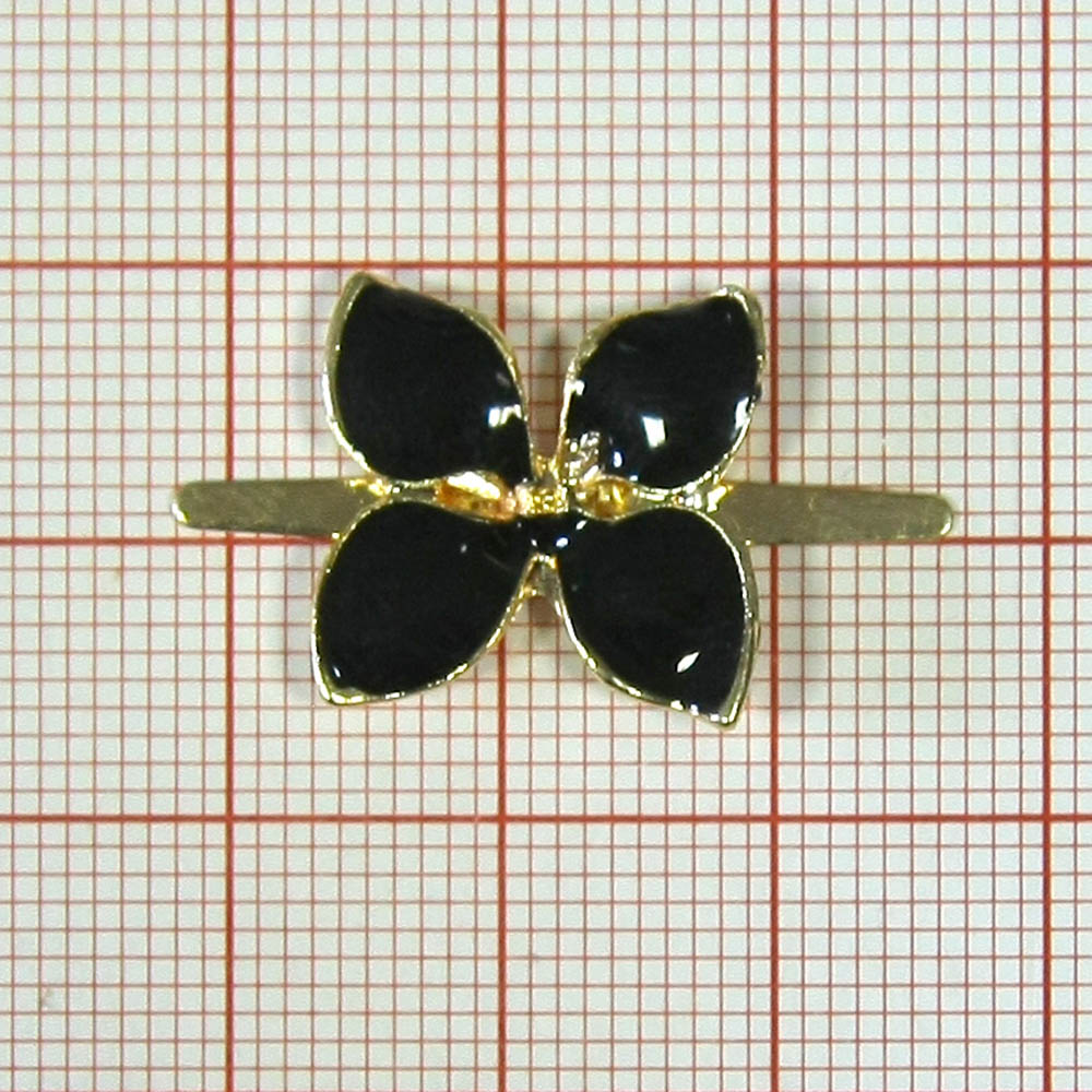 Краб металл Незабудка 17*17мм GOLD, черная эмаль, шт. Крабы Металл Цветы, Жуки
