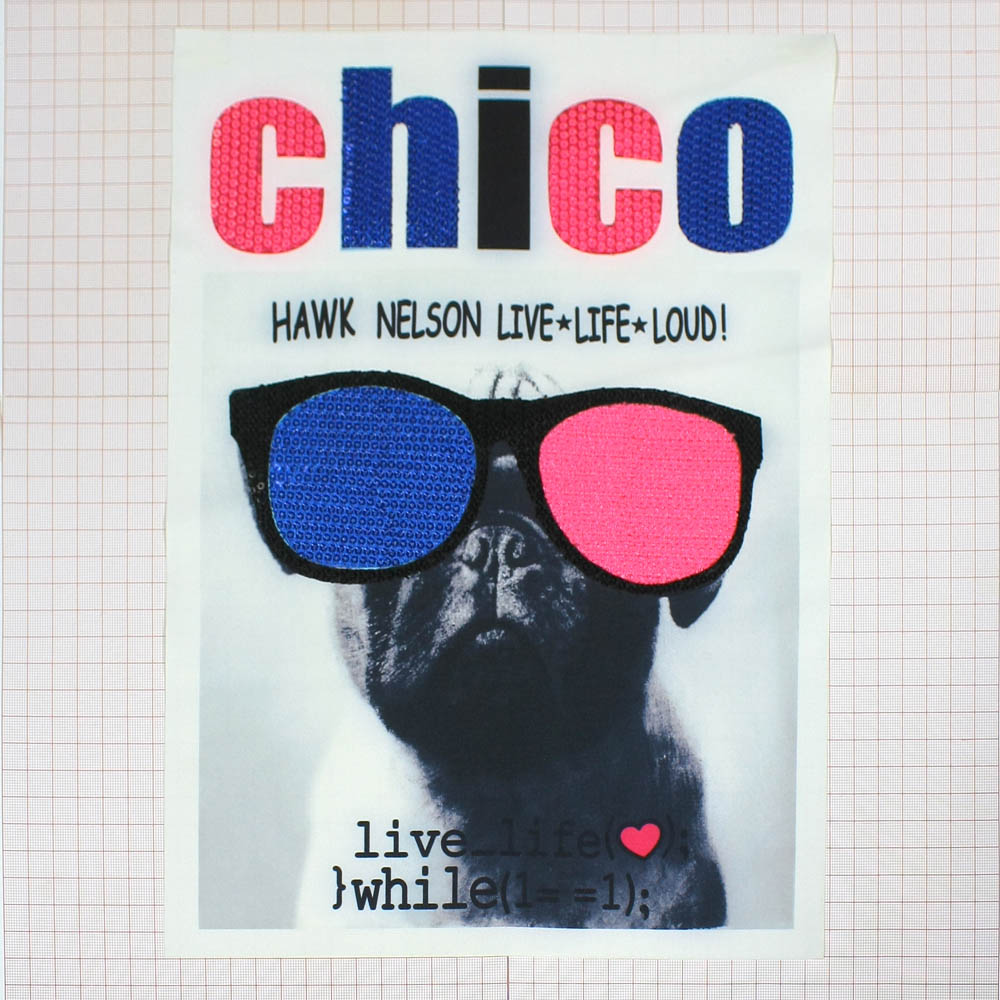 Аппликация пришивная Chico 26*36см белая, серый рисунок, синий, розовый, шт. Аппликации Пришивные Постер