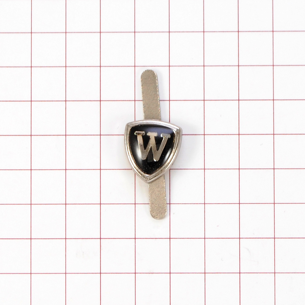 Краб металл буква "W", 1*0,8см, никель, черная эмаль, шт. Крабы Металл Надписи, Буквы