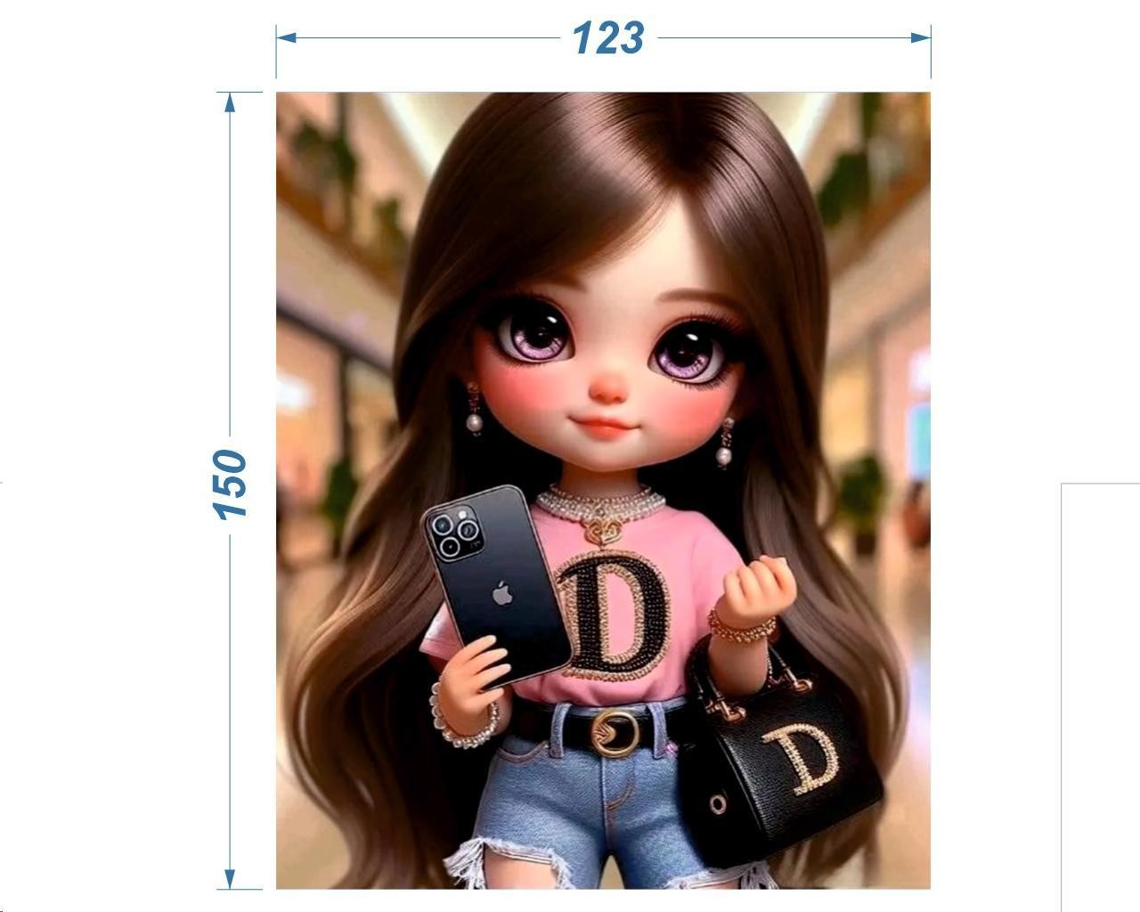 Термотрансфер DTF, Девочка с айфоном, 12,3*15см, шт. Термотрансфер