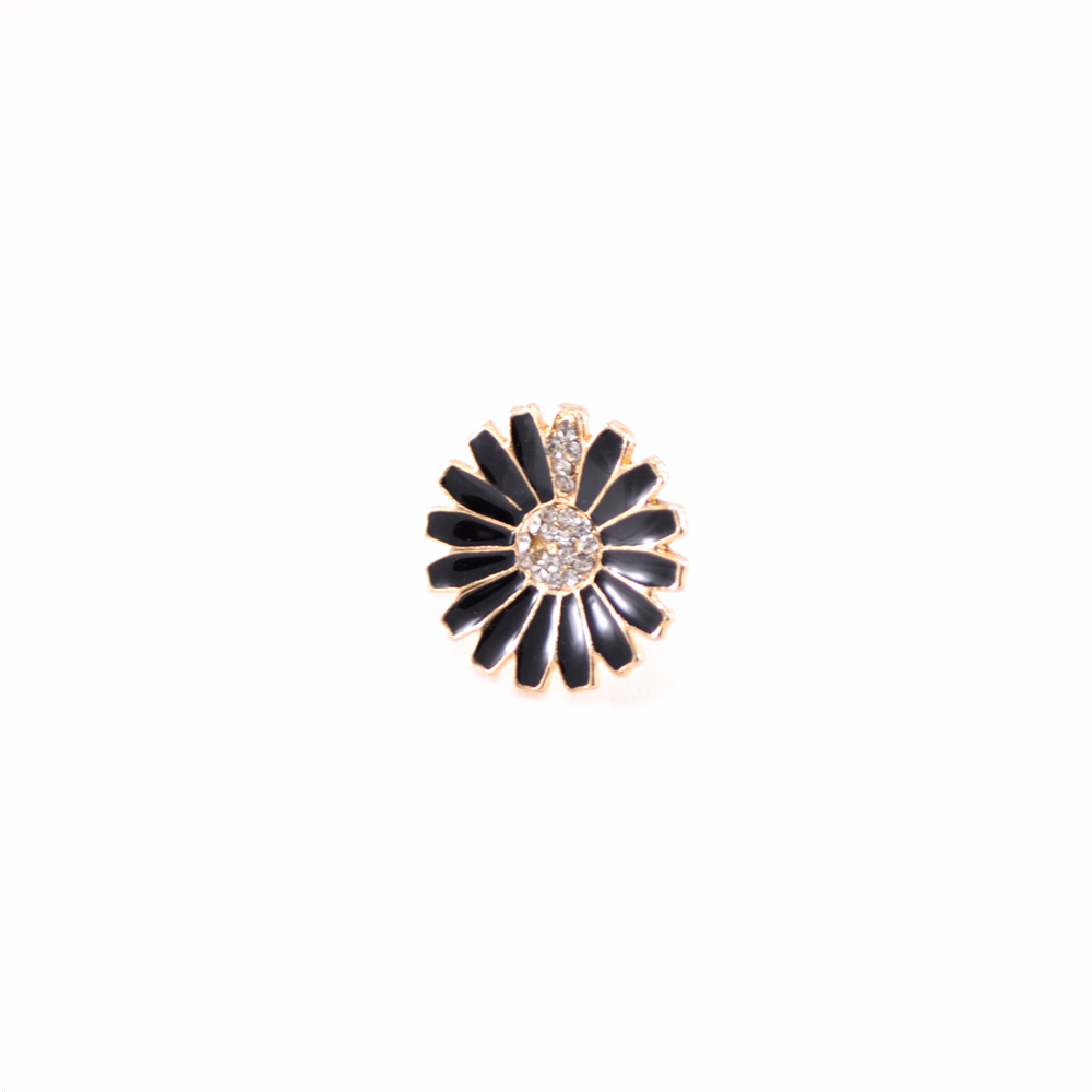 Краб металлGOLD Ромашка-16 лепестков черная эмаль, белые камни, шт. Крабы Металл Цветы, Жуки