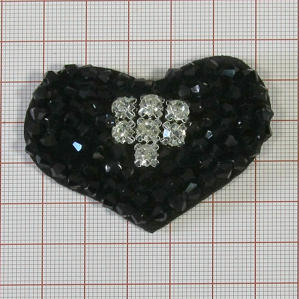 Аппликация декор № 07 черное Сердце-камни . Аппликация Декор