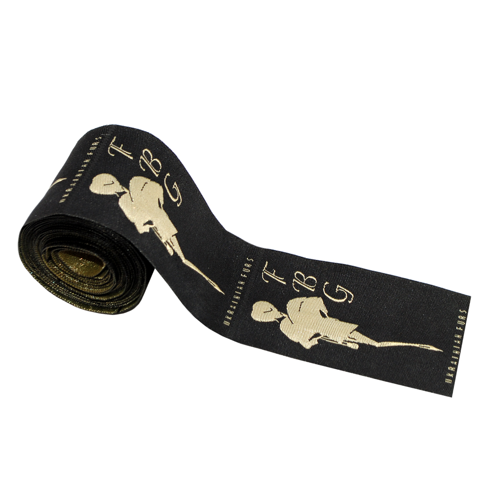 Этикетка тканевая вышитая FBG 5см 100м. Вышивка / этикетка тканевая