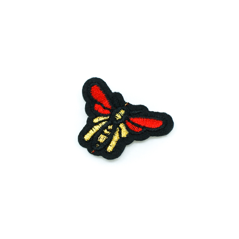 Аппликация клеевая вышитая Пчела 4*3см черный, красный, желтый, шт. Аппликации клеевые Вышивка