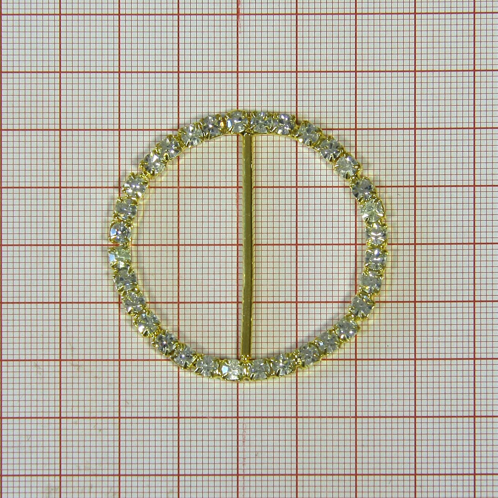 Украшение стеклянное А-95 GOLD /круг 4 см/. Перетяжка металл со стразами