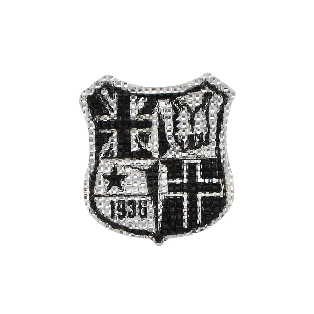 Аппликация клеевая резиновая D116 Герб 48*53мм бело-черный, шт. Аппликации клеевые Резина, Силикон